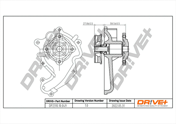 Pompe à eau, refroidissement du moteur Dr!ve+ DP2310.10.049