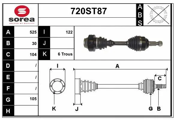 Arbre de transmission STARTCAR 720ST87