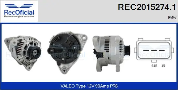 Alternateur RECOFICIAL REC2015274.1