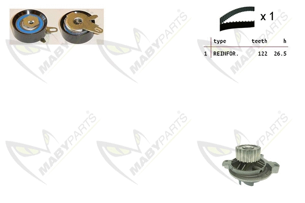 Pompe à eau + kit de courroie crantée MABYPARTS OBKWP0159