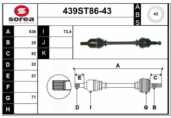 Arbre de transmission STARTCAR 439ST86-43