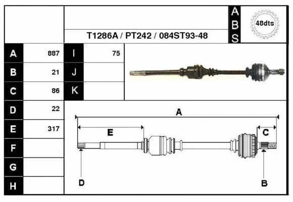 Arbre de transmission Technika 28084A
