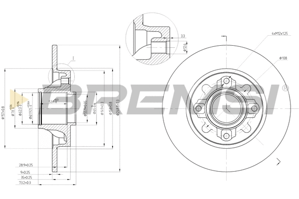 Disque de frein BREMSI CD7696S