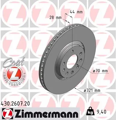 Disque de frein ZIMMERMANN 430.2607.20