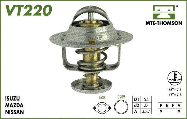 Thermostat, liquide de refroidissement MTE-THOMSON VT220.82