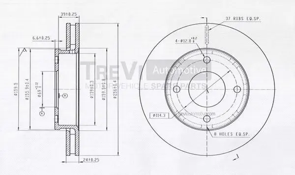 Disque de frein TREVI AUTOMOTIVE BD1213