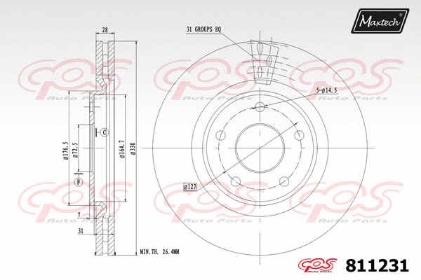 Disque de frein MAXTECH 811231