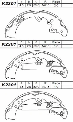 Jeu de mâchoires de frein ASIMCO K2301
