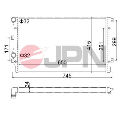 Radiateur, refroidissement du moteur JPN 60C9003-JPN