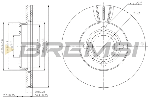 Disque de frein BREMSI CD6256V