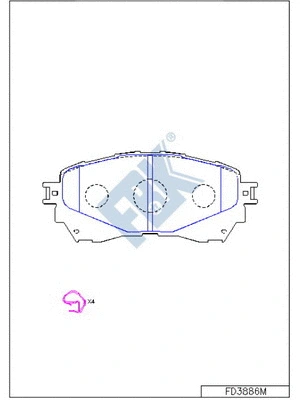 Kit de plaquettes de frein, frein à disque FBK FD3886M