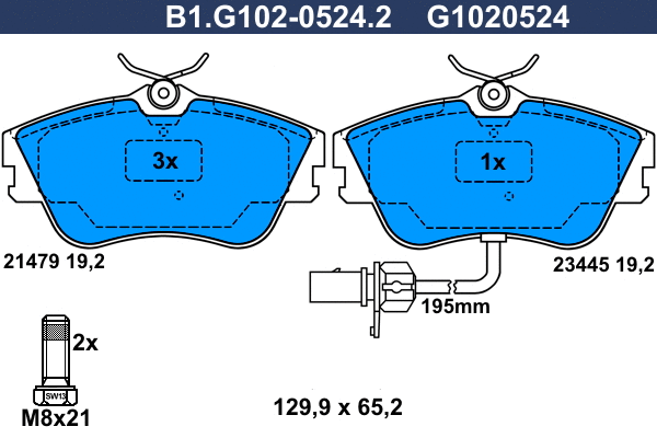 Kit de plaquettes de frein, frein à disque GALFER B1.G102-0524.2