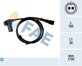 Capteur, vitesse de roue FAE 78348