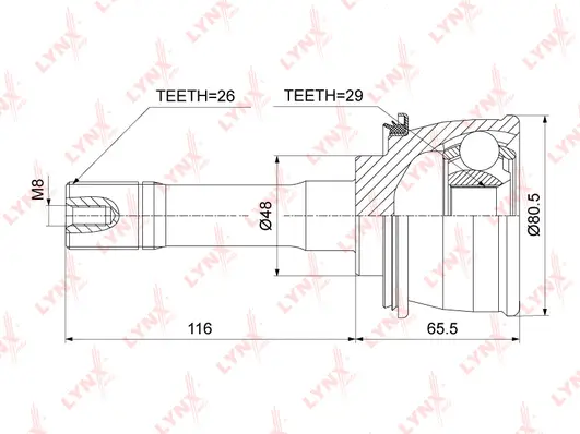 Jeu de joints, arbre de transmission LYNXAUTO CO-3904