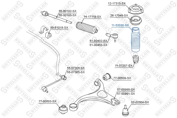 Bouchon de protection/soufflet, amortisseur STELLOX 11-53030-SX