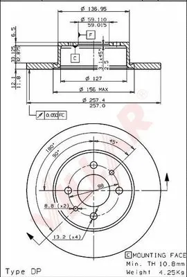 Disque de frein VILLAR 628.1504