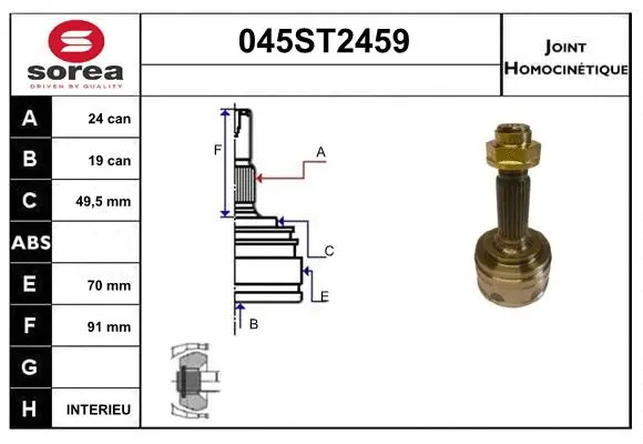 Jeu de joints, arbre de transmission STARTCAR 045ST2459