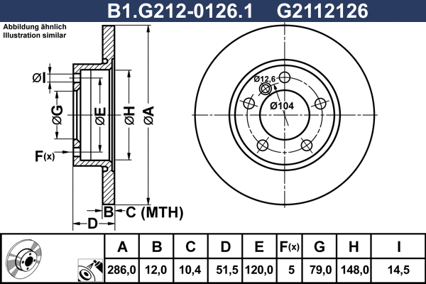 Disque de frein GALFER B1.G212-0126.1