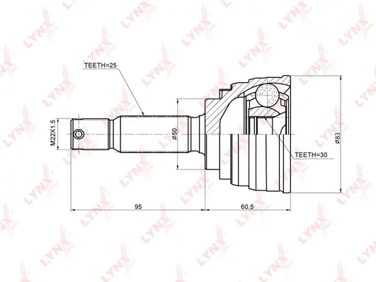 Jeu de joints, arbre de transmission LYNXAUTO CO-5519
