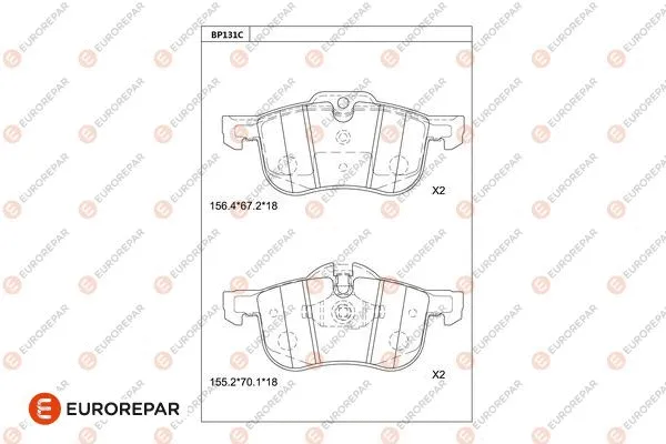 Kit de plaquettes de frein, frein à disque EUROREPAR 1681208680