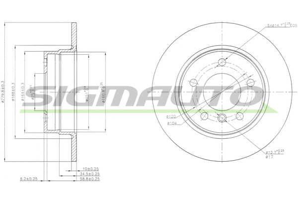 Disque de frein SIGMAUTO DBB303S