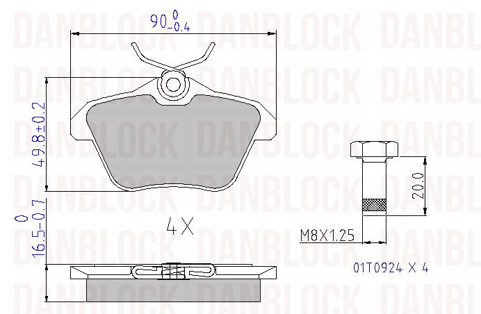 Kit de plaquettes de frein, frein à disque DANBLOCK DB 510323