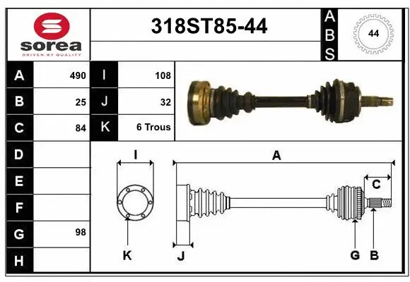 Arbre de transmission STARTCAR 318ST85-44