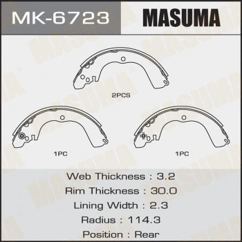 Jeu de mâchoires de frein MASUMA MK-6723