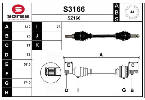 Arbre de transmission SNRA S3166