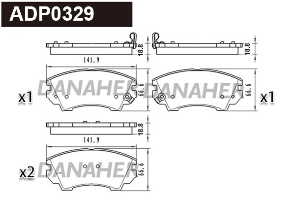 Kit de plaquettes de frein, frein à disque DANAHER ADP0329