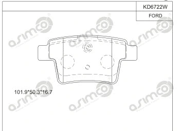 Kit de plaquettes de frein, frein à disque ASIMCO KD6722W