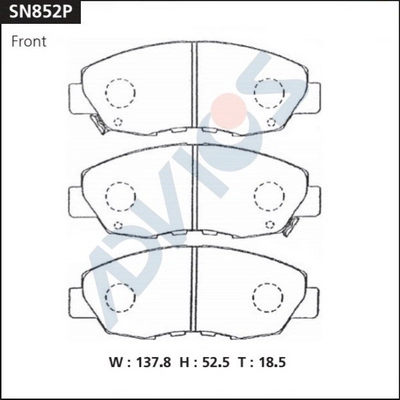 Kit de plaquettes de frein, frein à disque ADVICS SN852P