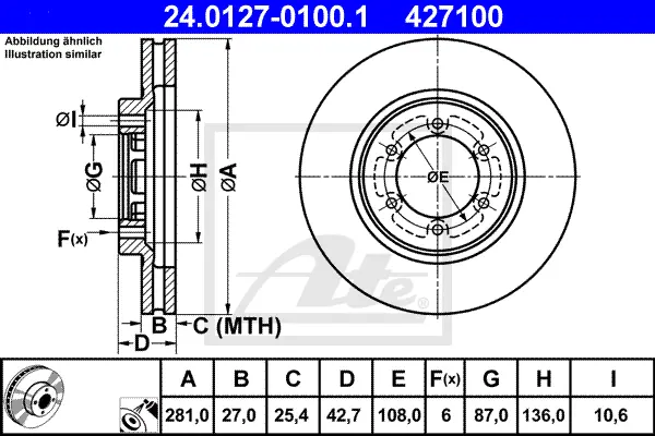 Disque de frein ATE-APAC 24.0127-0100.1