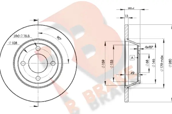 Disque de frein R BRAKE 78RBD28014