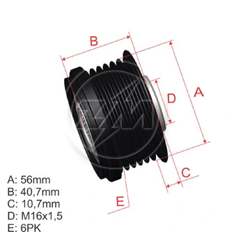 Poulie roue libre, alternateur ZM ZM 96.012.15