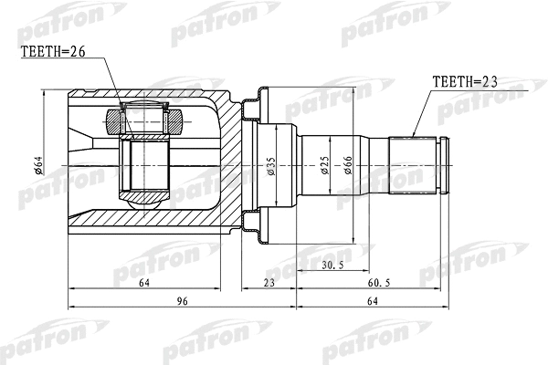 Jeu de joints, arbre de transmission PATRON PCV1397
