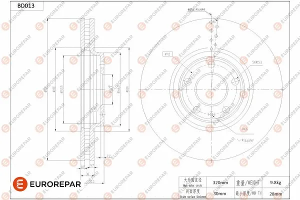 Disque de frein EUROREPAR 1684255580