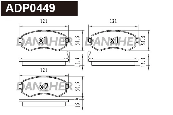 Kit de plaquettes de frein, frein à disque DANAHER ADP0449