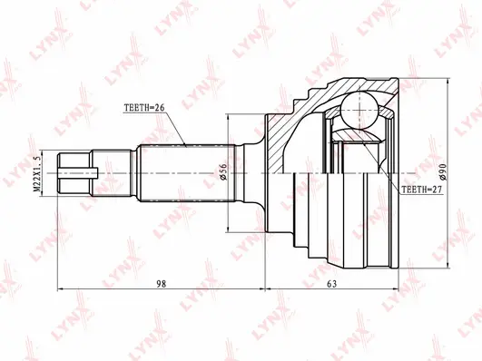 Jeu de joints, arbre de transmission LYNXAUTO CO-7514