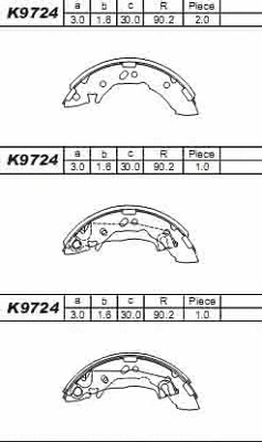 Jeu de mâchoires de frein ASIMCO K9724
