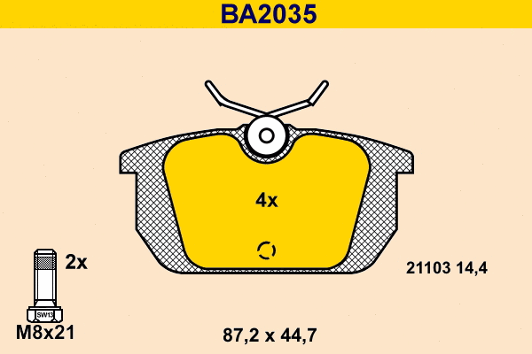 Kit de plaquettes de frein, frein à disque BARUM BA2035
