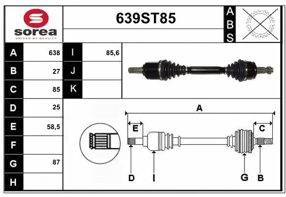 Arbre de transmission STARTCAR 639ST85