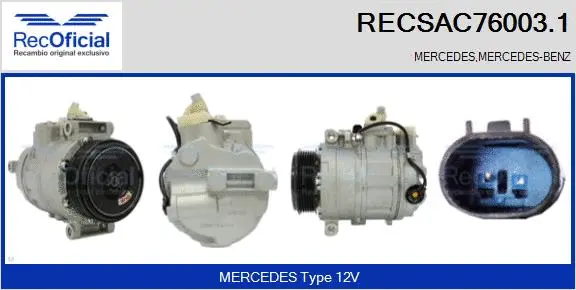 Compresseur, climatisation RECOFICIAL RECSAC76003.1