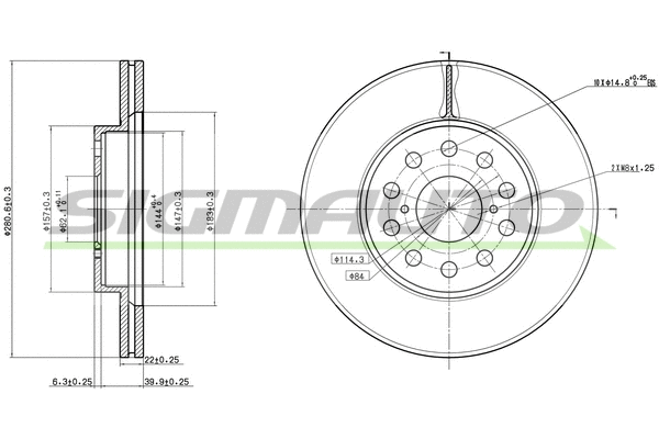 Disque de frein SIGMAUTO DBA749V