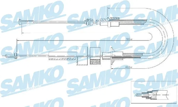 Tirette à câble, commande d'embrayage SAMKO C0041C