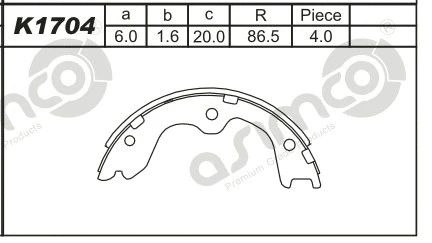 Jeu de mâchoires de frein ASIMCO K1704