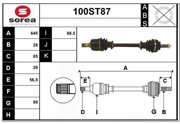 Arbre de transmission STARTCAR 100ST87