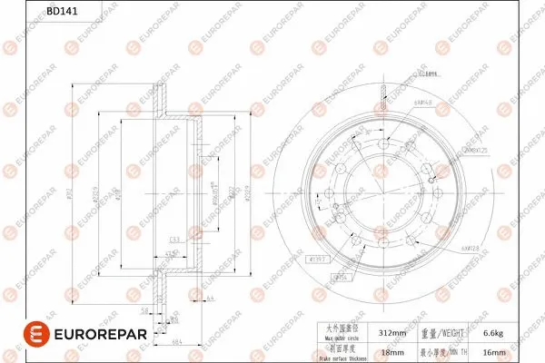 Disque de frein EUROREPAR 1684258380