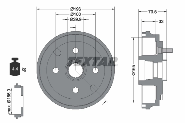Tambour de frein TEXTAR 94033900
