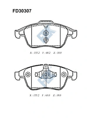 Kit de plaquettes de frein, frein à disque FBK FD30307